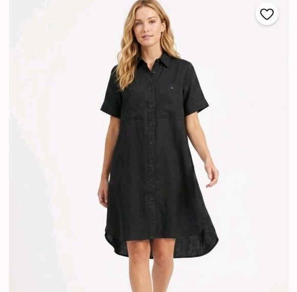 Everlane Dresses & Skirts - Everlane The Daytripper Shirt Dress Black 100% European Flax Linen High-Low Sz S